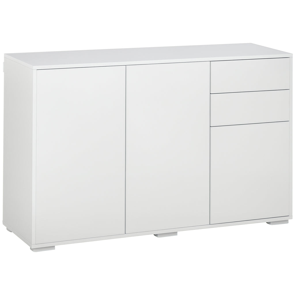 HOMCOM Sideboard Kommode Anrichte, 2 Schubladen, Push-Click, 117 cm x 36 cm x 74 cm, Weiß