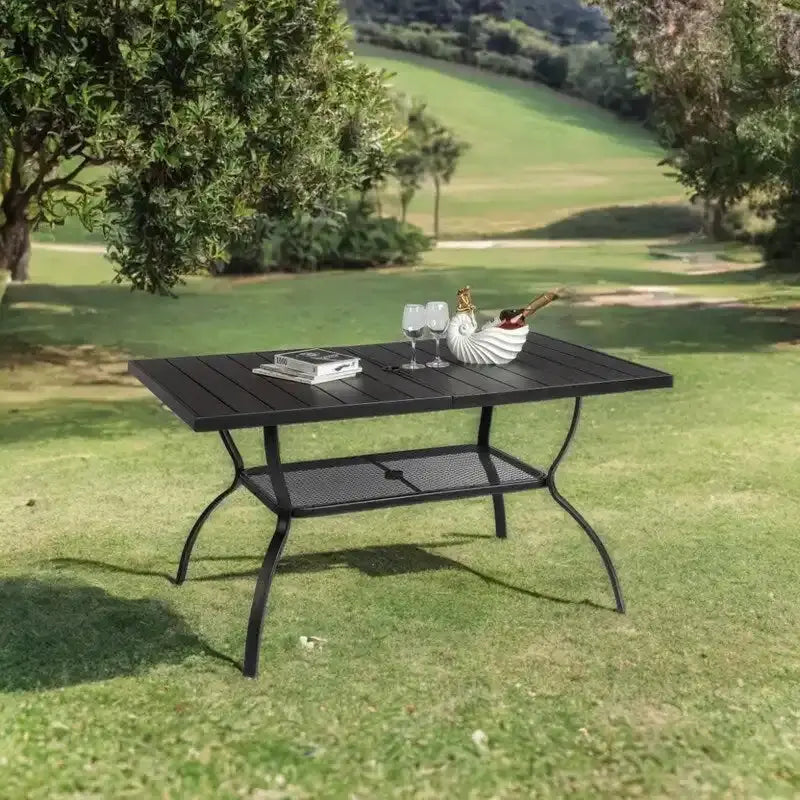 Wrought Iron Patio Dining Table – 59″ Rectangular Outdoor Surface