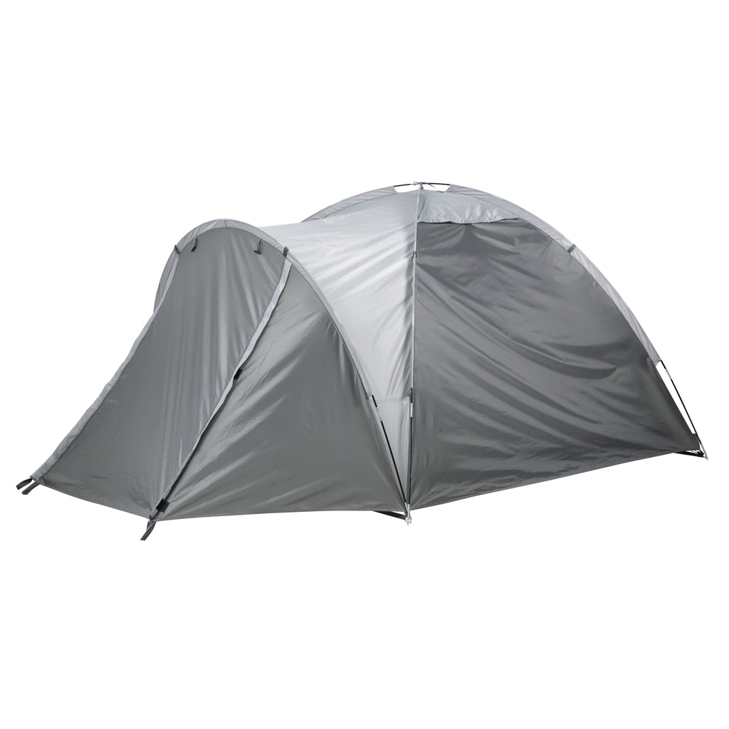 Outsunny Campingzelt für 2-3 Personen Glasfaser Tür mit Reißverschluss Meshfenster inkl. Transporttasche Kuppelzelt 190T Kunstleder2000mm Glasfaser Grau