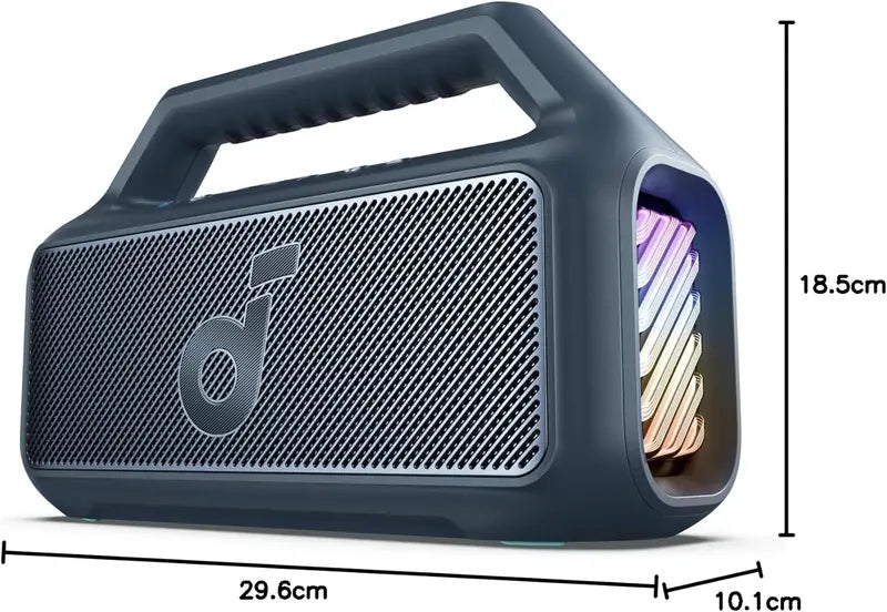 Portable IPX7 Waterproof Outdoor Speaker – 80W Output, BassUp 2.0, 24-Hour Battery, RGB Lighting, Bluetooth 5.3 & Custom EQ for Camping, Beach or Backyard