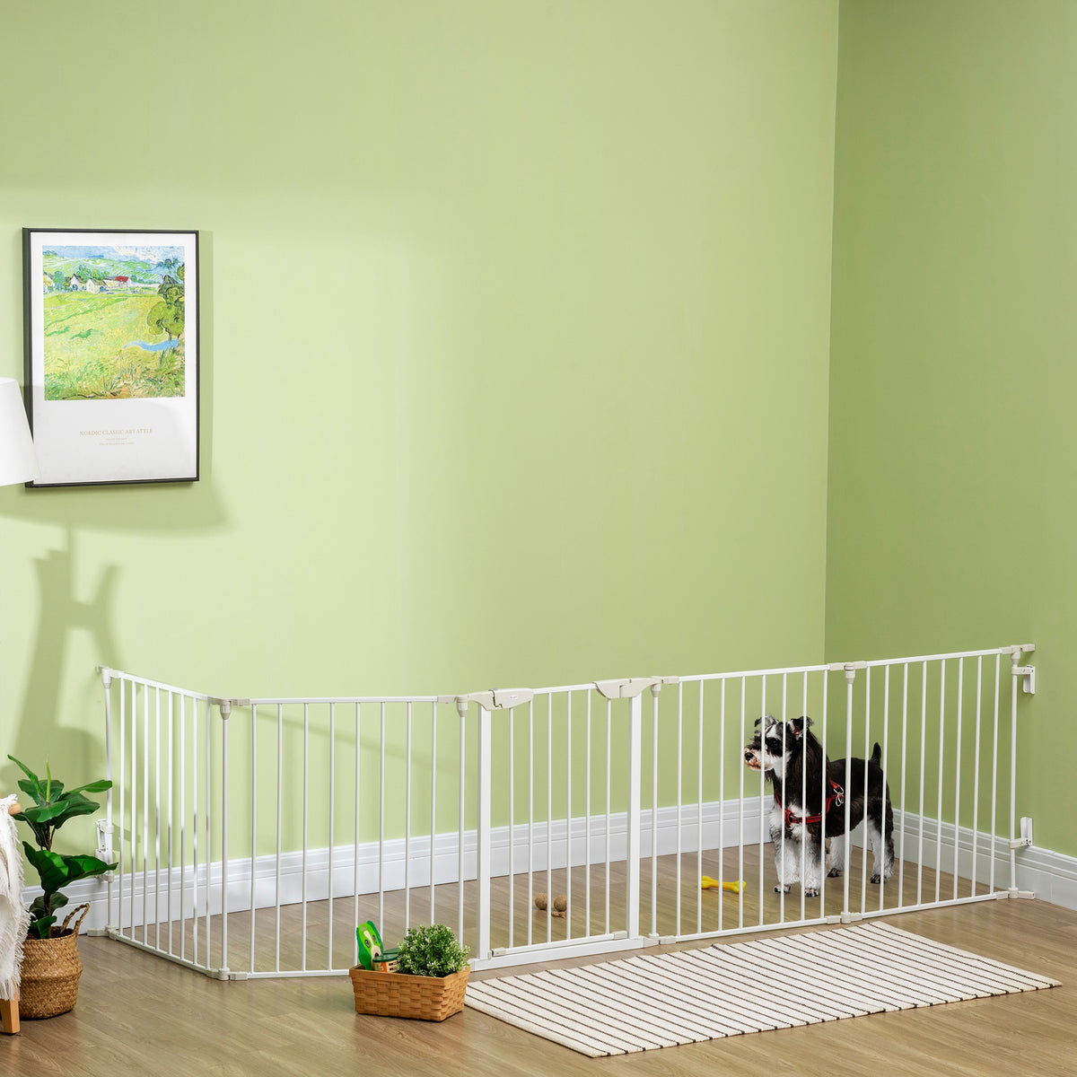 PawHut Modularer faltbarer Hundeparkzaun mit integrierter Tür 300L max. x 74,5H cm Metall PP Weiß