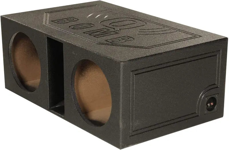 QPower QBOMB12VL Dual 12-Inch Vented Subwoofer Enclosure – Durable MDF Cabinet with Rhino Liner Finish