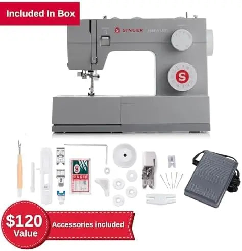 SINGER Heavy-Duty 4452 Sewing Machine – High-Speed Motor, 110 Built-in Stitches, and Accessory Kit