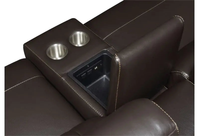 Power Reclining Leather Sectional Sofa – 4-Seat with USB/Outlets