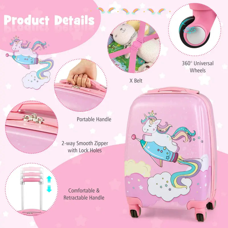 Pink Kids' Carry-On Luggage Set: 12″ and 18″ Spinner Suitcases
