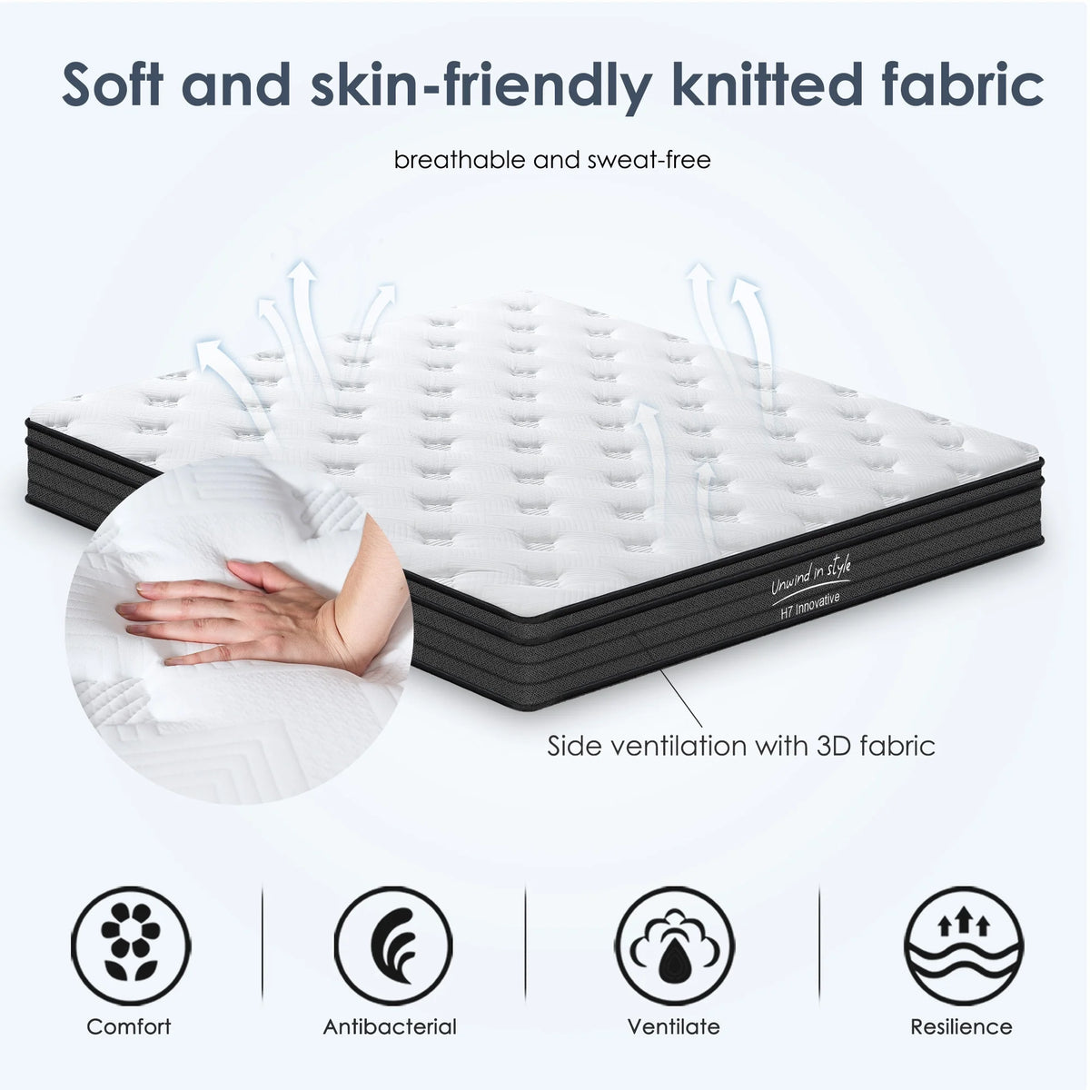 SOGES Adult 10 in King Hybrid Mattress Memory Foam Mattress Medium Firm Pocket Spring Bed Mattress