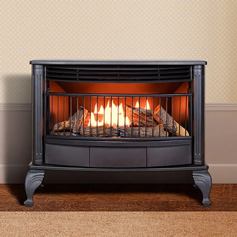 Vent-Free Dual-Fuel Freestanding Fireplace – 25,000 BTU with Built-In Thermostat