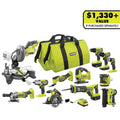 RYOBI ONE+ 18V 12-Tool Combo Kit with (1) 1.5 Ah Battery and (2) 4.0 Ah Batteries and Charger PCL2200K3N