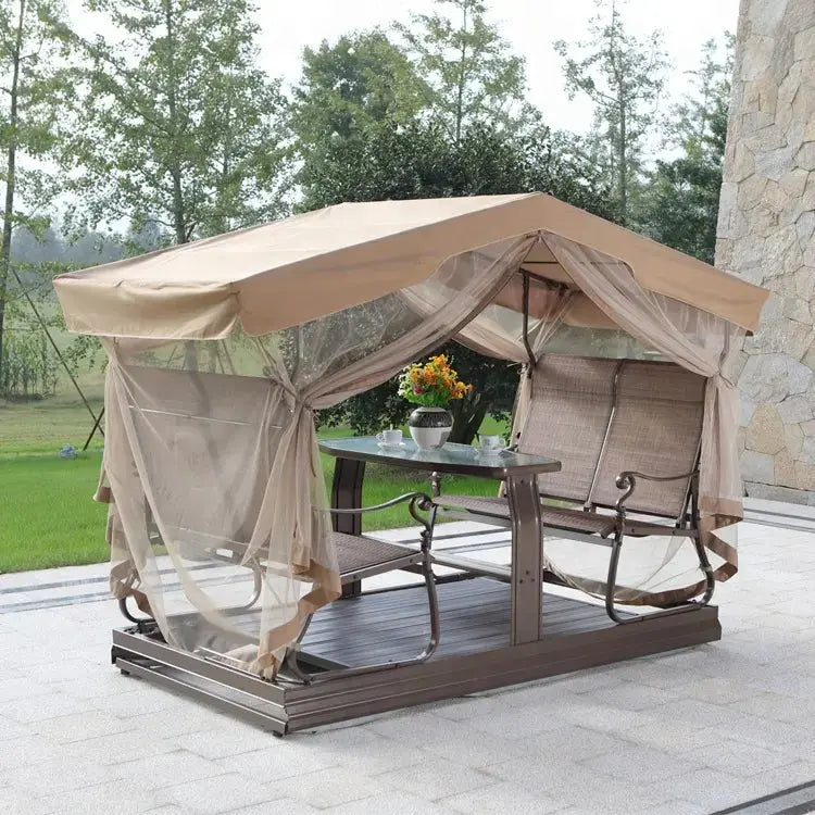 Retro-Style Metal Outdoor Glider Bench – Porch, Patio, or Yard Seating with Smooth Rocking Motion