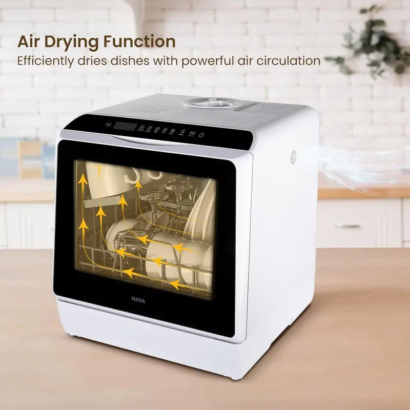 HAVA Compact Countertop Dishwasher – 6-Program, 5L Integrated Water System for Small Kitchens