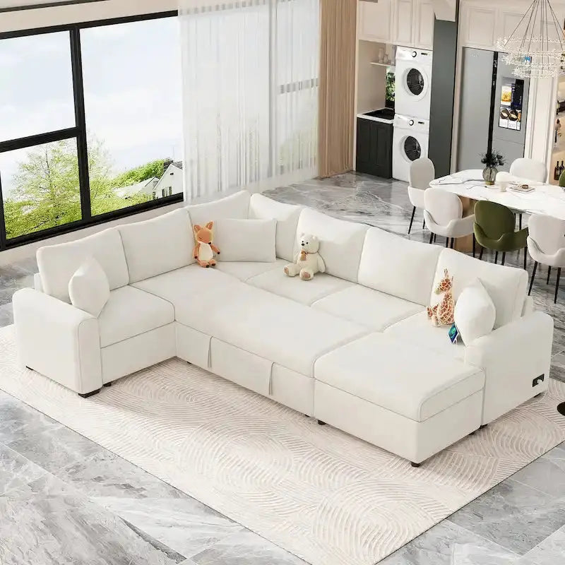 Modular Sectional Sofa Bed – Pull-Out Sleeper Convertible with Comfortable Mattress Support