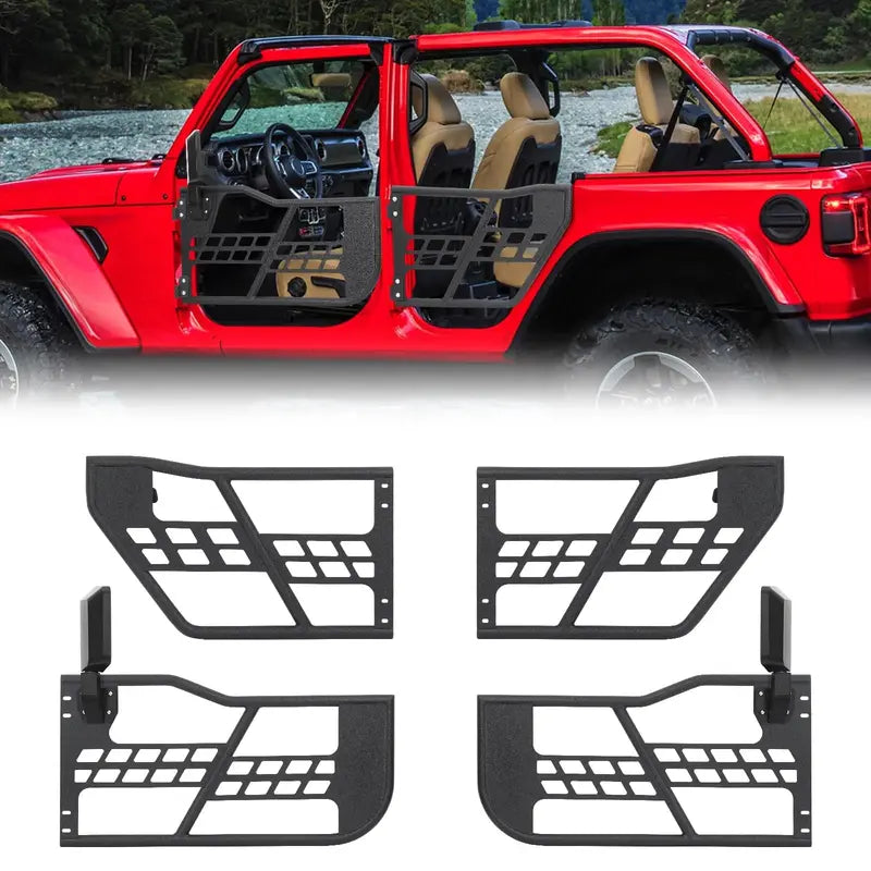 OPENROAD Off-Road Tubular Half Doors — Set of 4 Fat-Tube Safari Doors for Jeep Wrangler JL (2018–2023)
