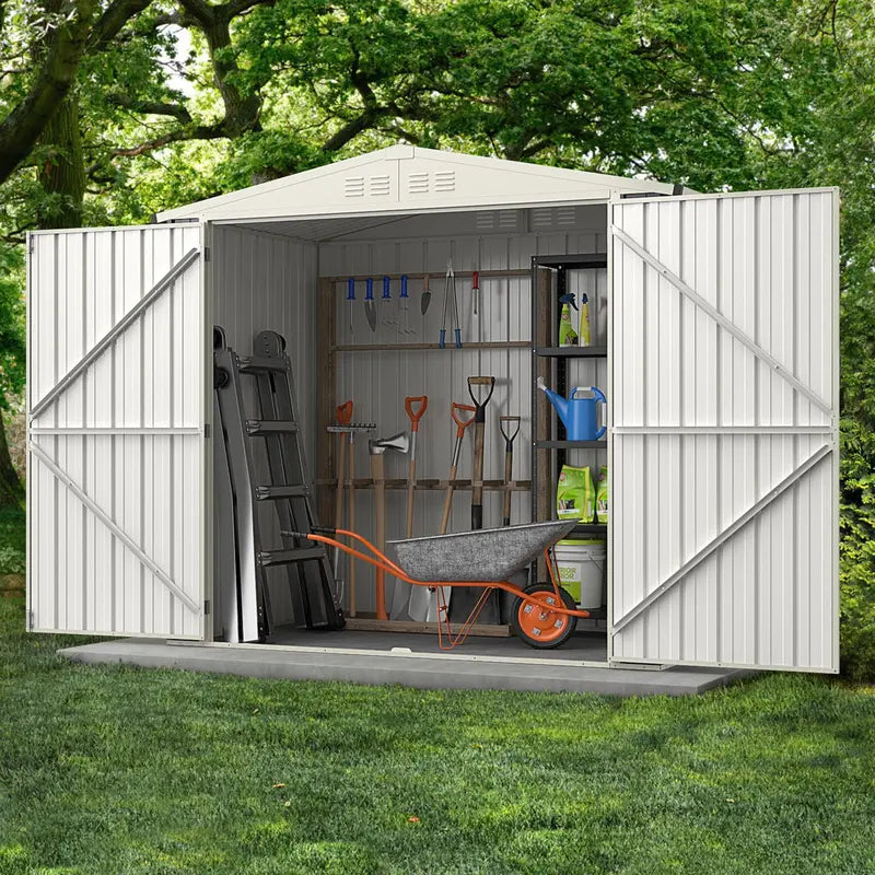 Snap-Together Metal Outdoor Storage Shed – Weather-Resistant Color-Coated Utility Structure