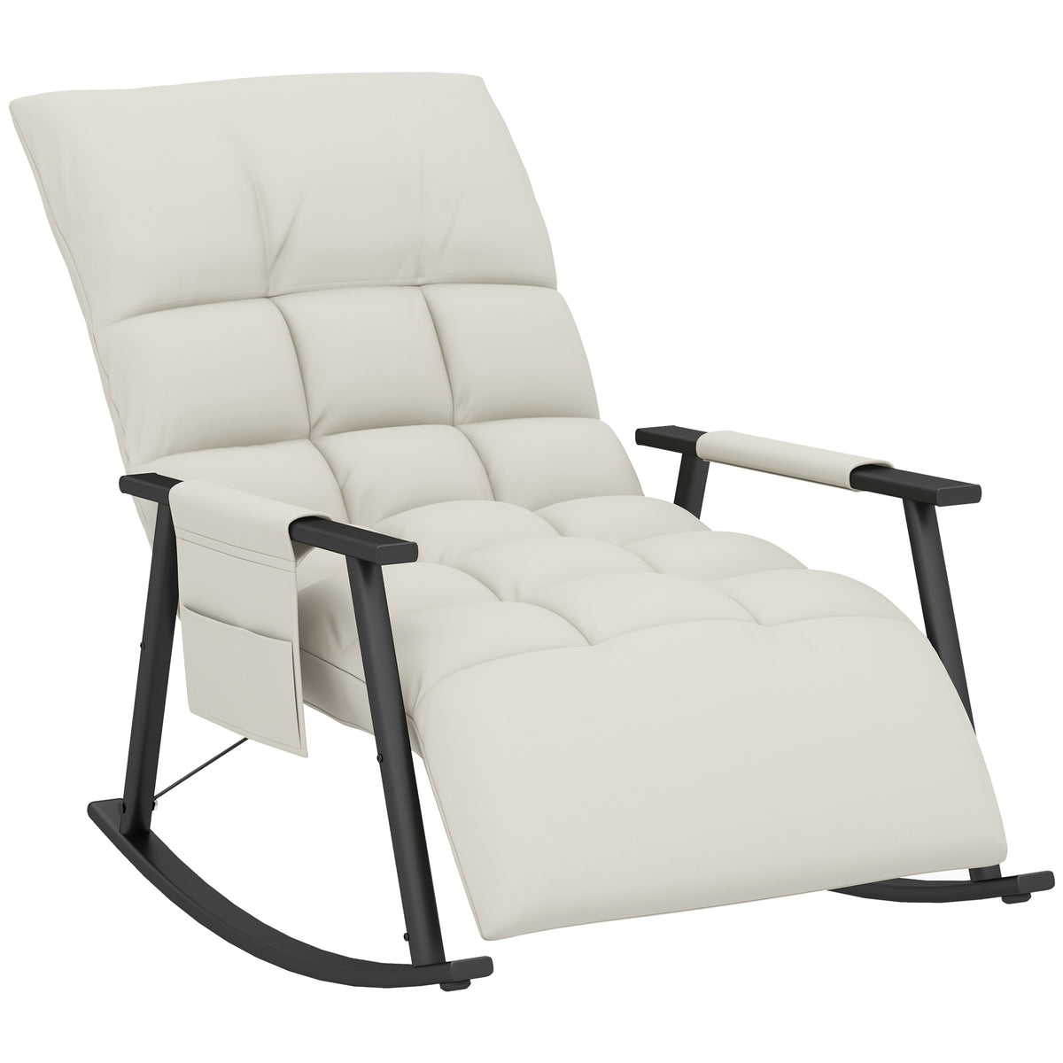 HOMCOM Schaukelstuhl, Stillstuhl Fußstütze und Rückenlehne verstellbar Kapazität 120 kg 60 x 134 x 70 cm Creme