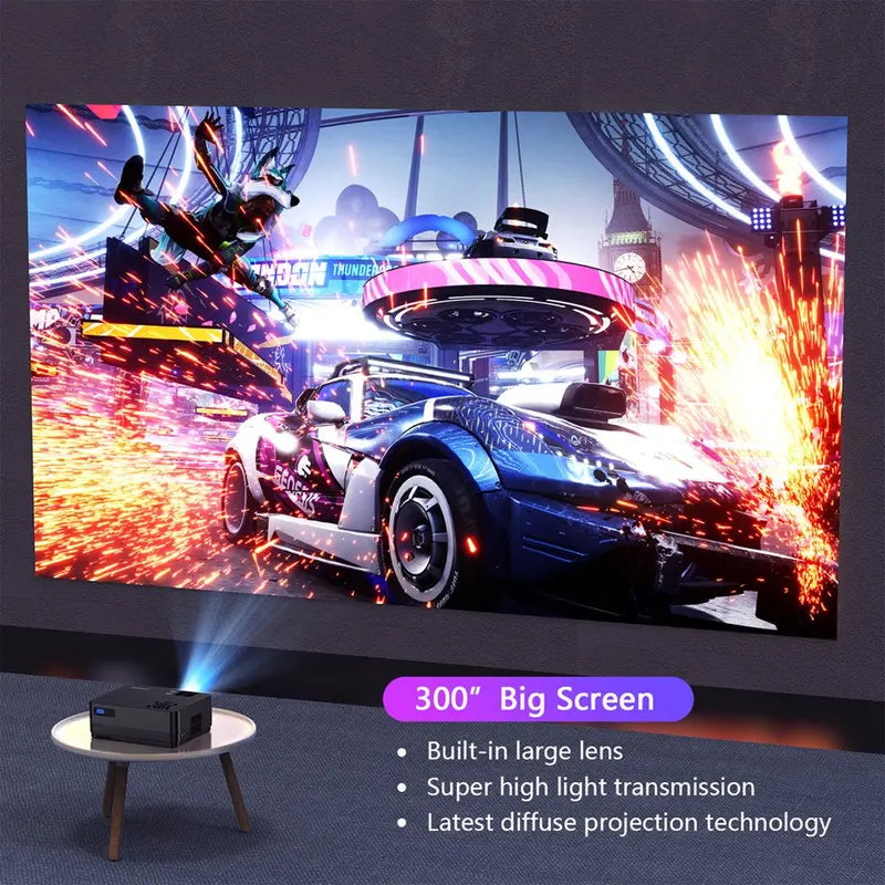 Roconia 1080P 5G WiFi Bluetooth Projector, 13000LM, 4K Support, 300″ Display, Home Theater with Screen