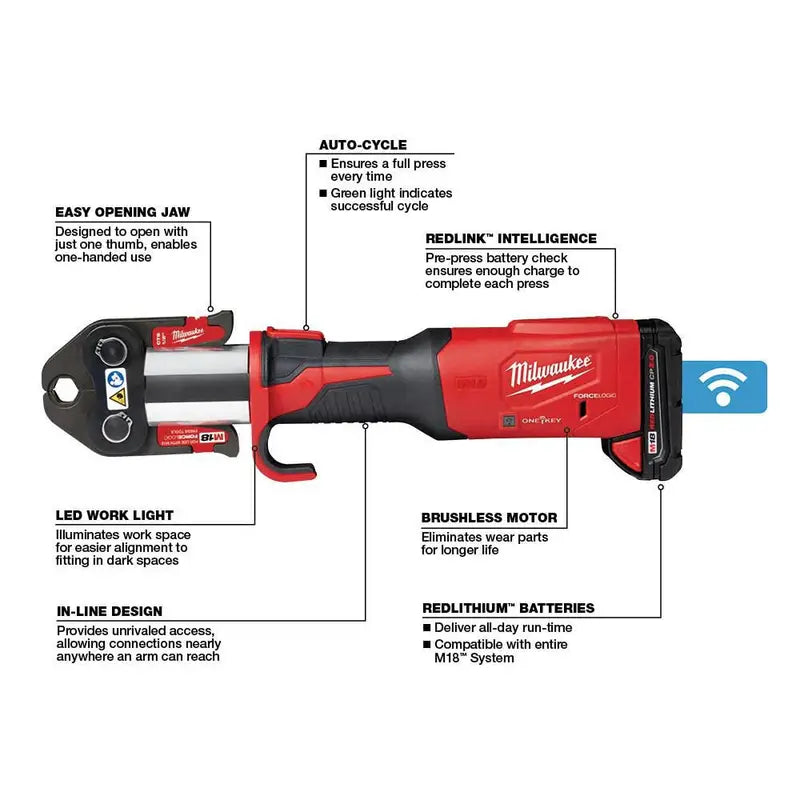 Milwaukee M18 FORCE LOGIC Press Tool with ONE-KEY – 1/2″ Crimping System