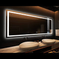 Rectangular Frameless LED Light Anti-Fog Wall Bathroom Vanity Mirror with Backlit & Frontlit Size: 48" x 40" TOOLKISS
