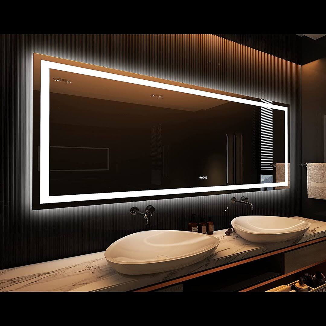 Rectangular Frameless LED Light Anti-Fog Wall Bathroom Vanity Mirror with Backlit & Frontlit Size: 48" x 40" TOOLKISS
