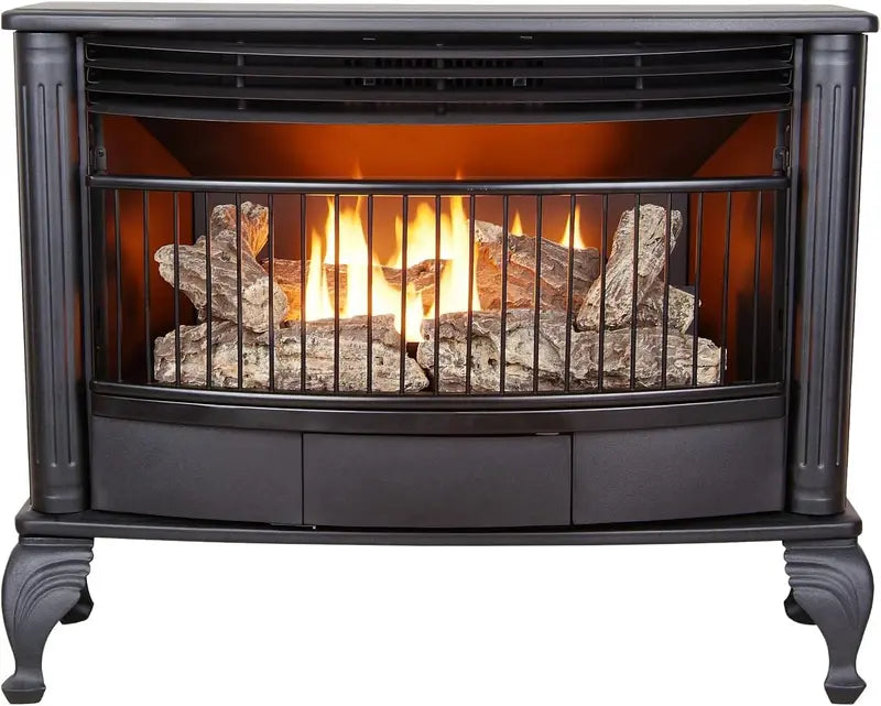 Vent-Free Dual-Fuel Freestanding Fireplace – 25,000 BTU with Built-In Thermostat