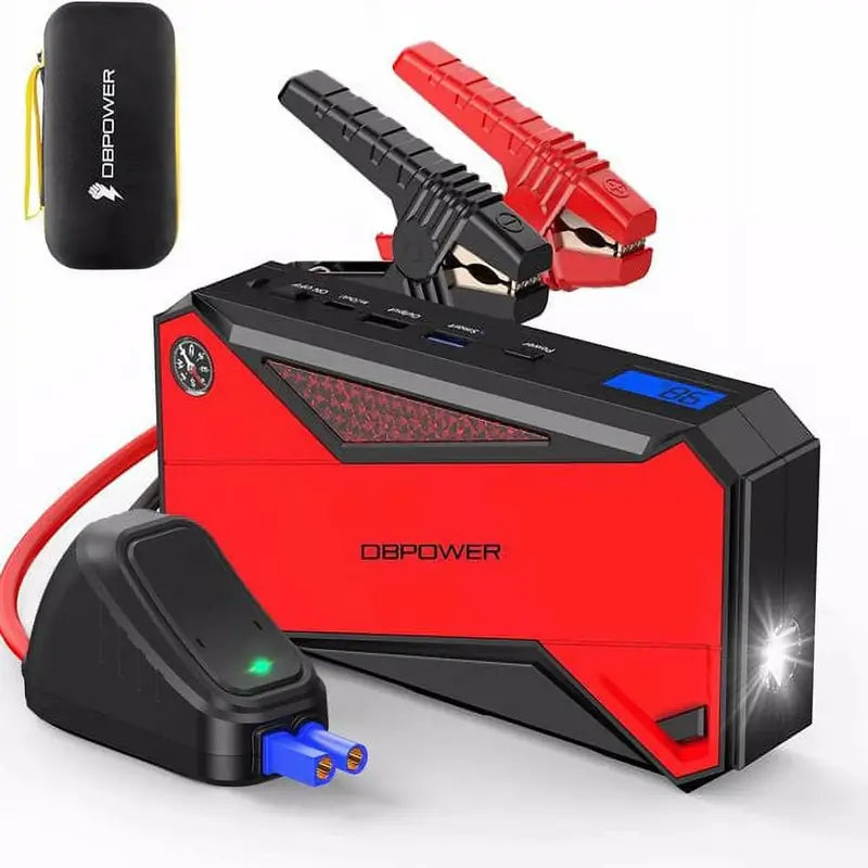Peak 1600A Portable Car Jump Starter – 18000mAh, LCD Display, Smart Clamps, Diesel/Gas Compatible