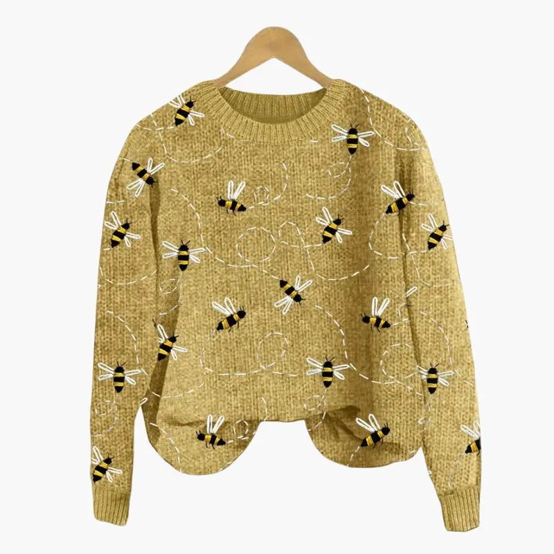 Women's Long-Sleeve Bee-Embellished Knit Sweater