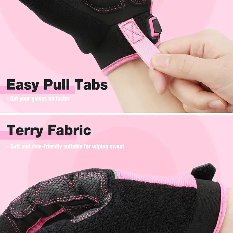 WORKPRO Touchscreen Safety Work Gloves – Terry-Lined, Non-Slip Pink Gloves (M/L)