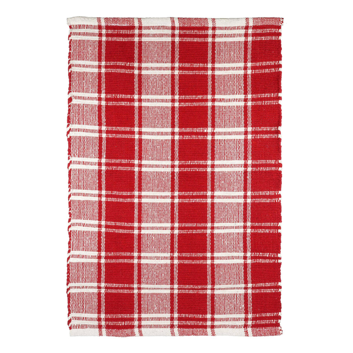Red & White Buffalo Check Doormat by Ashland-Christmas Decorations, Size: 24�� x 36��
