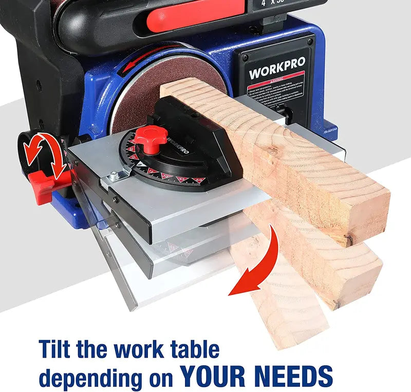 WORKPRO 4″ x 36″ Belt & 6″ Disc Sander Combo – Cast Iron Base with 6 Sanding Belts for Woodworking