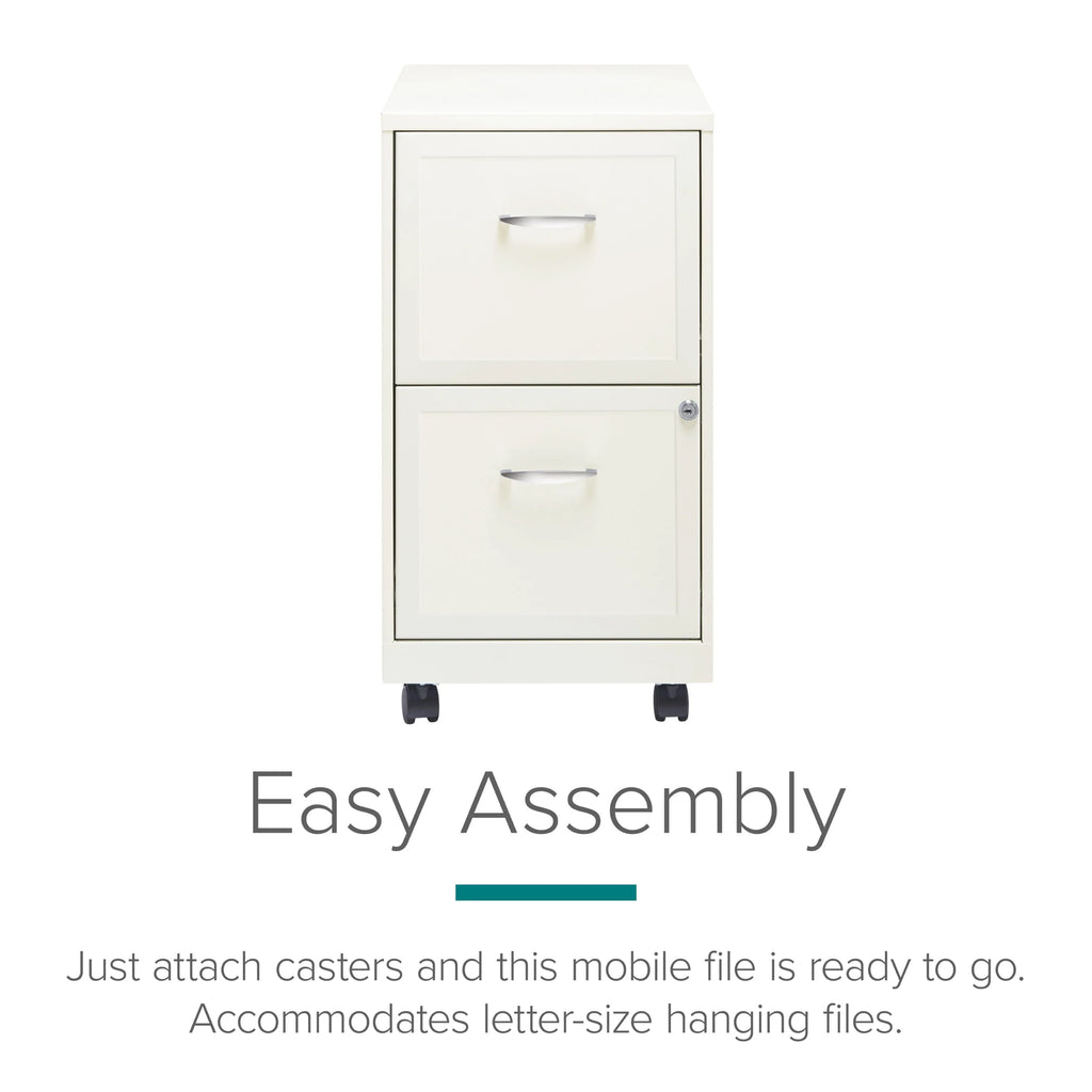Space Solutions 18" Deep 2 Drawer Mobile Letter Width Vertical File Cabinet, White