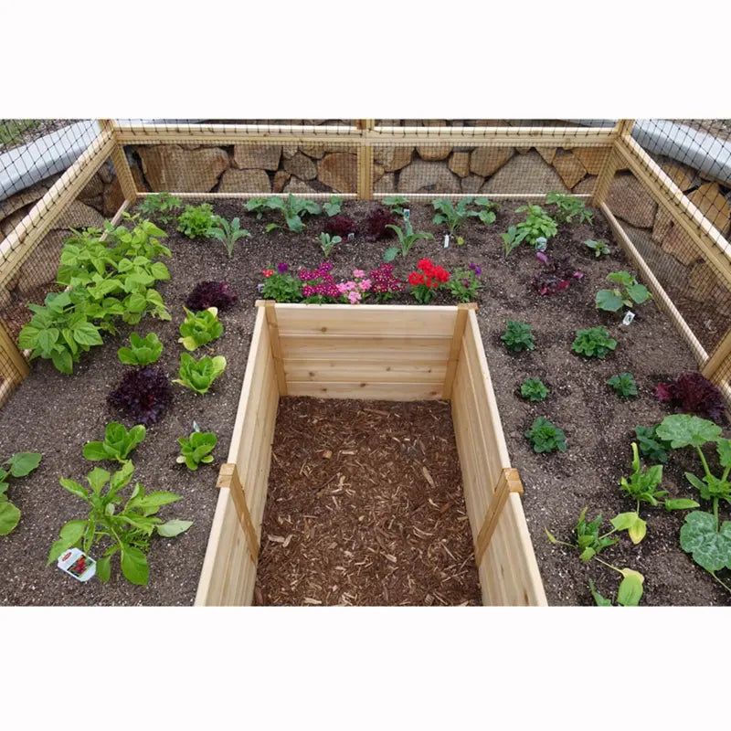 Outdoor Living Today Raised Cedar Garden Bed with Deer Fencing Kit – 8 x 8 ft.