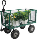 REDCAMP 900 lb Capacity Garden Cart Outdoor Utility Wagon Cart with Wheels Metal Heavy Duty Yard Wagon Flatbed W/ Pocket, Green