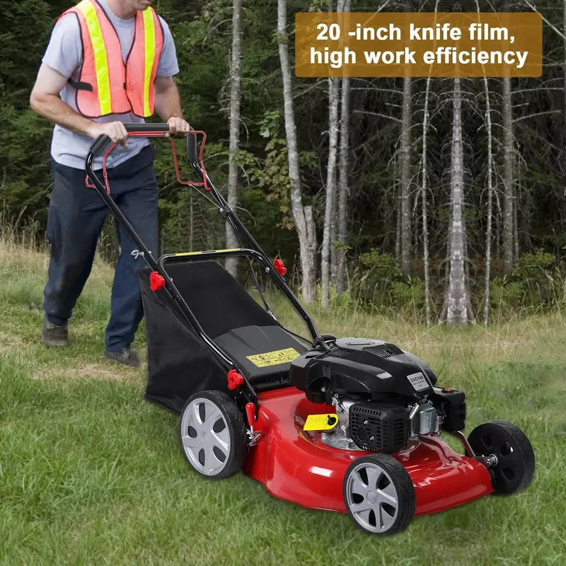 Self-Propelled Gas Lawn Mower with 141cc Engine, 50L Grass Catcher & Large Wheels