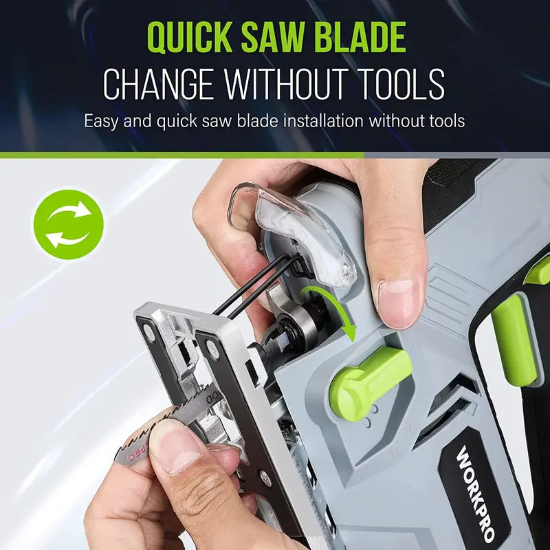 WORKPRO 6.5-Amp Corded Jigsaw – 850W Variable-Speed Electric Jig Saw with Tool Kit