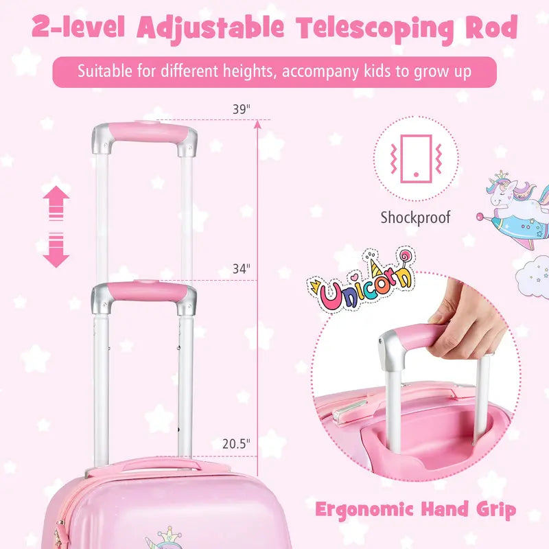 Pink Kids' Carry-On Luggage Set: 12″ and 18″ Spinner Suitcases