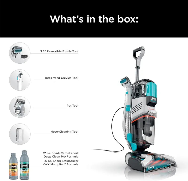 Shark CarpetXpert EX201 Deep-Cleaning Carpet Cleaner – StainStriker Tech, Pet-Friendly, Cyan