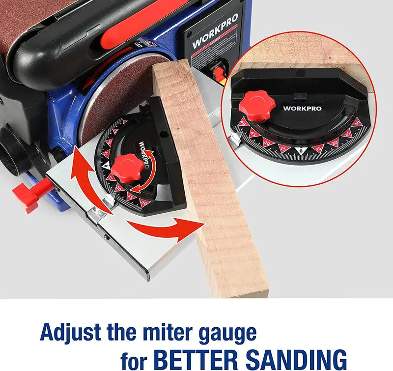 WORKPRO 4″ x 36″ Belt & 6″ Disc Sander Combo – Cast Iron Base with 6 Sanding Belts for Woodworking