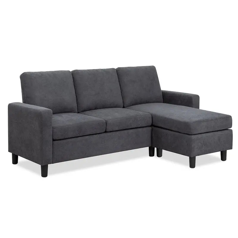 Walsunny L-Shaped Convertible Sectional Sofa – Linen Fabric, Reversible Ottoman, Space-Saving Modular Design