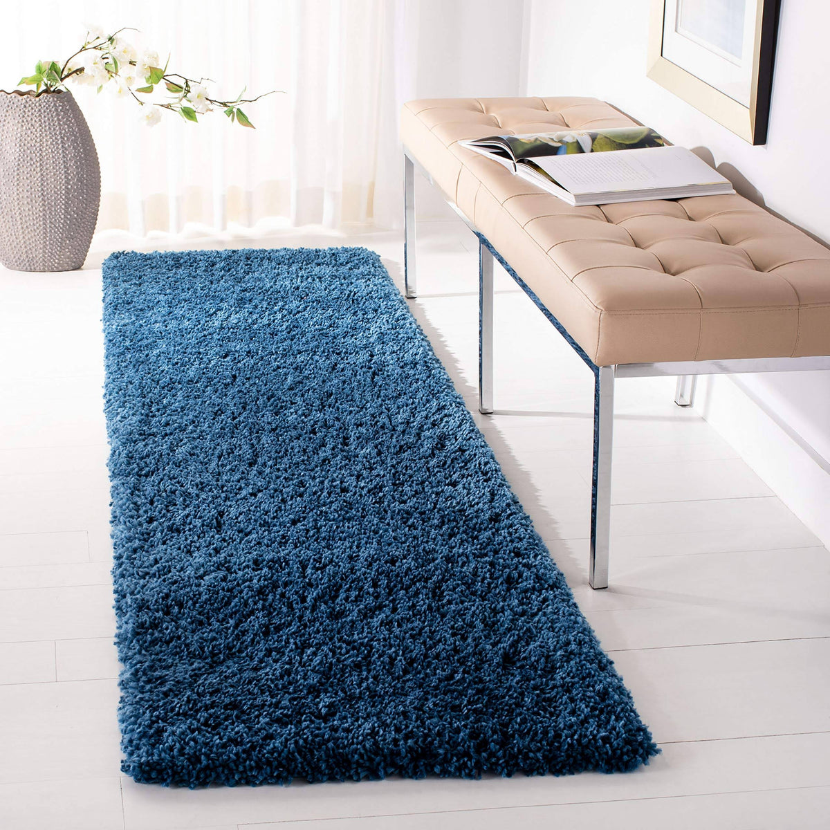 Safavieh Fontana Shag Collection FNT800M Blue Rug - 2' 3" x 6'