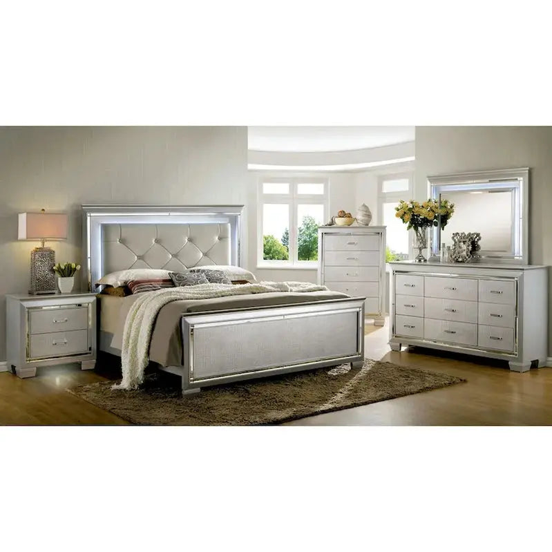 Ruff Crocodile 9-Drawer Dresser and Matching Full-Length Mirror Set – Contemporary Wood Design by Furniture of America