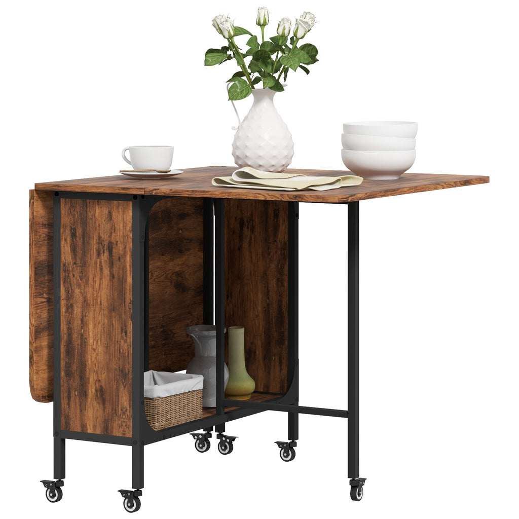 HOMCOM Klappbarer Esstisch, Mobiler Klapptisch für 6 Personen, mit Ablage, bis 50 kg belastbar, 130 x 80 x 74 cm, Rotbraun