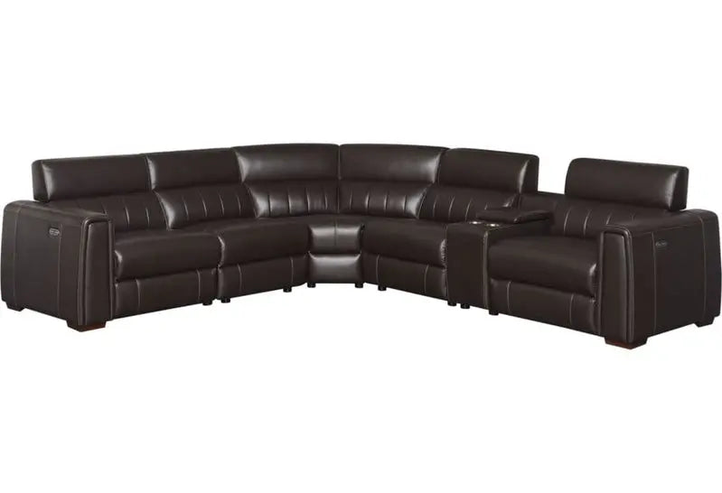 Power Reclining Leather Sectional Sofa – 4-Seat with USB/Outlets