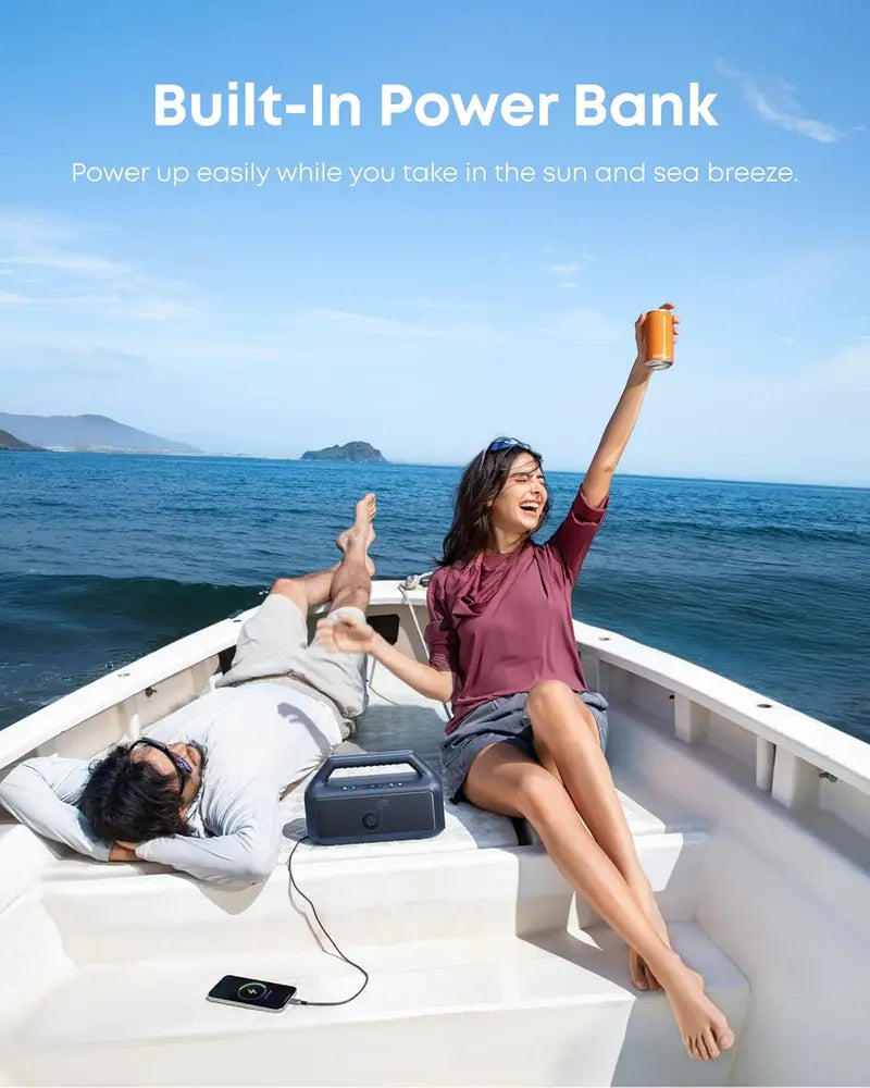 Portable IPX7 Waterproof Outdoor Speaker – 80W Output, BassUp 2.0, 24-Hour Battery, RGB Lighting, Bluetooth 5.3 & Custom EQ for Camping, Beach or Backyard
