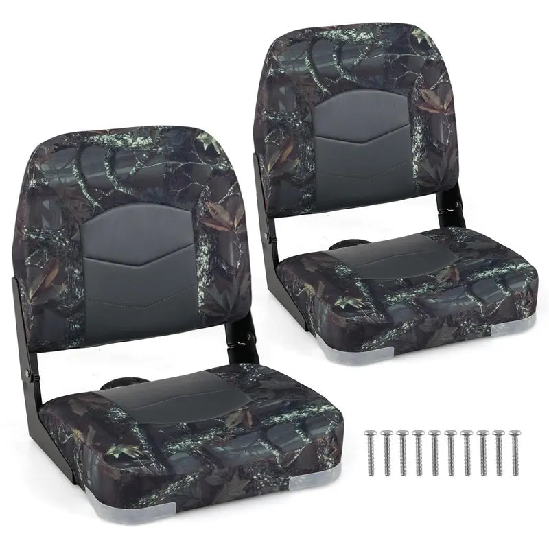 Pair of Waterproof Camo Boat Seats Designed for Fishing Captains and Marine Use