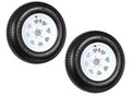 Pair of ST205/75D15 Trailer Tires Mounted on 15-Inch White-Spoked Rims (Load Range C)