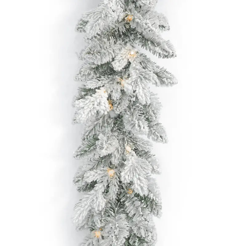 Seasonal LLC 6ft Bluffton Flocked Prelit LED Garland with RGBW Lights & Remote Control
