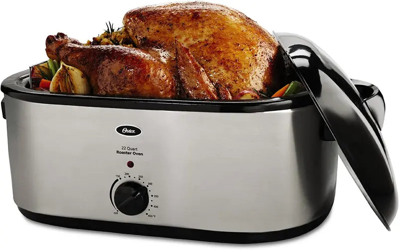 Oster 22-Quart Stainless Steel Roaster Oven – Adjustable Temperature Control, Removable Rack & Even Heat Distribution