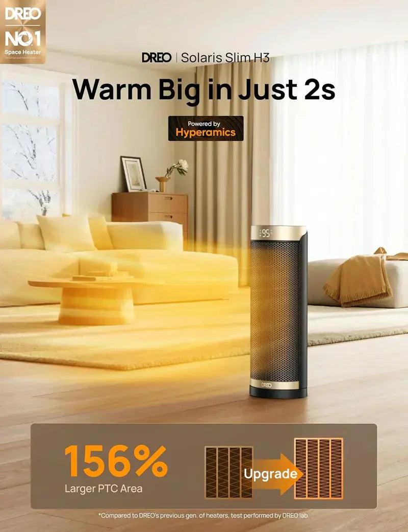 Quiet 1500W Portable Space Heater: Thermostat-Controlled Indoor Electric Heater for Small to Medium Rooms