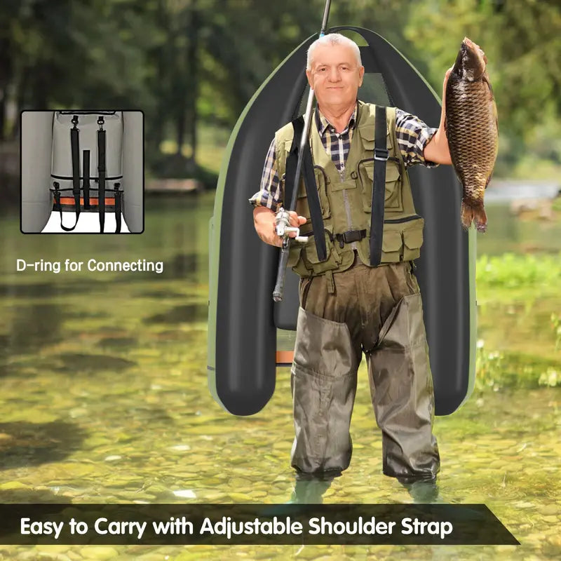 Inflatable Fishing Float Tube with Waterproof Storage Compartments