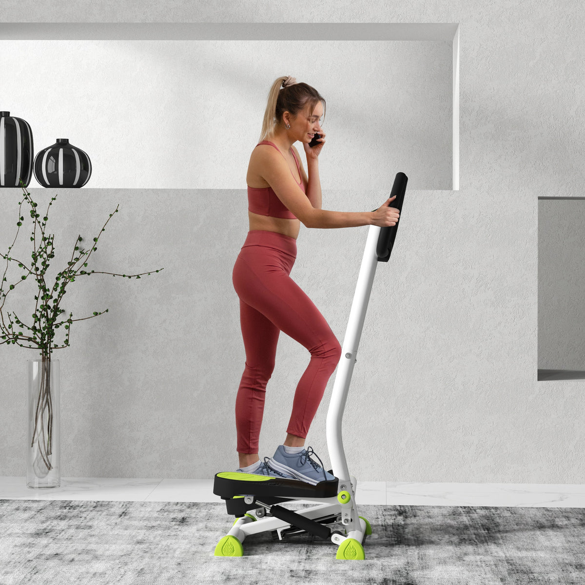 HOMCOM Stepper Fitnessgerät, LCD-Monitor, rutschfeste Pedale, Stahl und ABS, 55x44x108 cm, Grün+Schwarz
