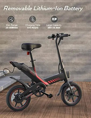 Sailnovo 14″ Folding Electric Bike – Lightweight E-Bike for Adults & Teens with Integrated Lithium Battery